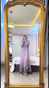 Tampil Trendy Lebaran 2025 dengan Gamis Motif Set Hijab Klok Lebar Jumbo Adem Lembut Elegan Mewah Bahan Rayon