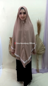 Jilbab Jumbo Ceruty Babydolls Model Segitiga 2 Layer Variasi Renda Premium