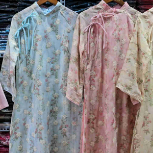 Áo dài oganza đính kết hàng thiết kế cao cấp đẹp sang chảnh tiểu thư