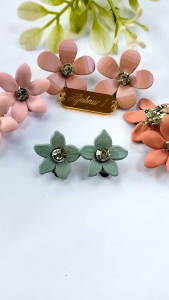 Hijabnur1 - Sepasang Anting Jepit Hijab / Anting Klip Hijab Model Bunga Handmade