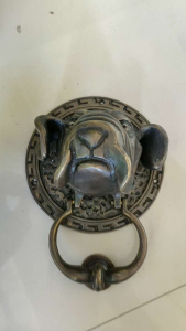 Ketukan Pintu Kuningan Antik Motif Andjing Bulldog 1 Pcs