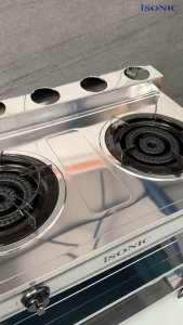 Isonic Stainless Steel Double Burner Standing Gas Stove IGB-1515SS (5.1kW X 2 Hyper Burner)
