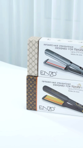 ENZO Professional Keratin Therapy Flat Irons Silver and Black with up to 57% more protection Italian Brand