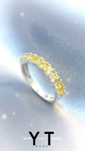 🔥 แหวนแถว ซิทรินแท้ แหวน เงินแท้ ชุบทองคำขาว พลอยแท้ YTG-8204 YTGEMS