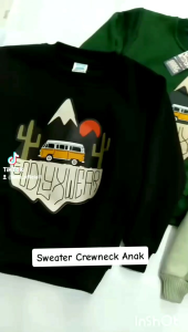 Kaos Sweater Anak Laki Laki Dan Perempuan Lengan Panjang Warna Hijau Motif Karakter Usia 1-12 Tahun Bahan Katun Premium / Baju Sweater Anak Laki Laki Perempuan Premium Gambar Karakter /Sweater Anak
