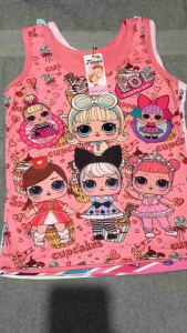 2PCS SINGLET LOL ANAK PEREMPUAN TALI LEBAR GAMBAR 3D KARAKTER