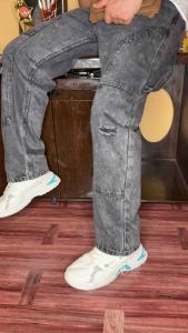 [ L.JD ] Mens Loose fit Ripped Jeans Straight Leg Relaxed fit jeans