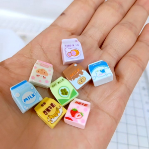 8pcs Small Charm Milk Carton Cream Glue Diy Decoration Phone Case Hairclip Keychain Gift for Kids Cute Toys DC1234