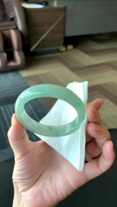 Jadeite jade bangle 55.1mm can view and try 缅甸天然翡翠手镯a货
