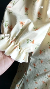 DRESS MIDI PRANCIS LENGAN PENDEK BUNGA KUNING