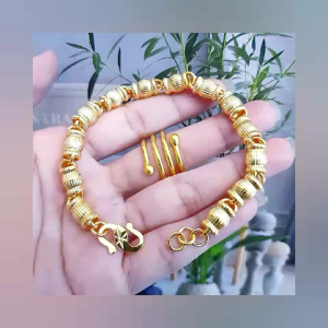 Xuping Gelang Guci Set Cincin Lilit Gold Warna Kuning Emas 24K 0414aa