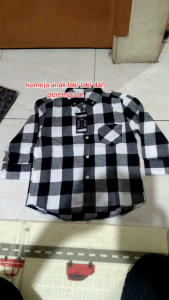 Kemeja anak perempuan kotak-kotak krem hitam Panjang Bahan Panel berkualitas tinggi Trendy 2024