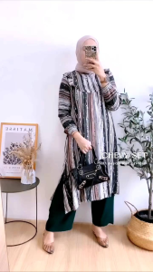 CHEVY SET TUNIK: Setelan Tunik Terbaru Rayon Premium & Resleting Depan