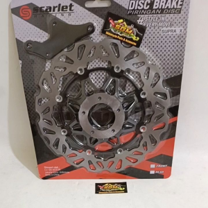 DISC BRAKE SUPRA X /PIRINGAN CAKRAM DEPAN VARIASI BY SCARLET RACING BLACK SERIES MODEL PSM SIZE 300MM PLUS BREKET PNP HONDA SUPRA X ( LUBANG 5 )