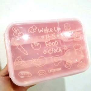 Listerine Lunch Box ชุดกล่องอาหาร ลิสเตอรีน 3ซ่อง พร้อมช้อนส้อม คละสี  *ใช้กับไมโครเวฟได้*