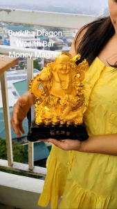 Golden Buddha Dragon Business Success Wealth Activator Money Catcher Money Magnet Figurine