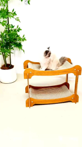 Double Cat Family Bunk Cat Bed Wooden Cool Material Multi-layer Cat Bed