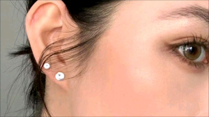 DaVee | 925 silver zircon stud earrings Gold plated zircon earrings