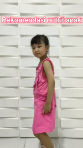 Setelan Anak Perempuan Import Model Jumpsuit Tanpa Lengan Kantong Love Aphrodite Terbaru Kekinian