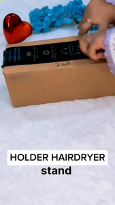Set Rak Holder Alat Pengering Rambut Dekorasi Kamar Mandi Organizer / Rak Tempat Hairdryer Anti Slip