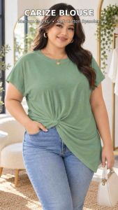 Carize Blouse Medium to 2XL Soft Cotton Spandex Sage Green White Black Navy Blue Everyday Style Fit Use