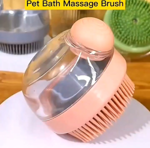 Sikat Mandi Hewan Peliharaan Silikon Lembut Dengan Dispenser Sampo Pijat Lembut Untuk Perawatan Dan Pembersihan Bulu Dan Rambut