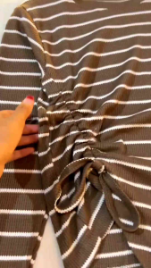 Zora Blouse Serut satu depan - Atasan salur serut knit waffle