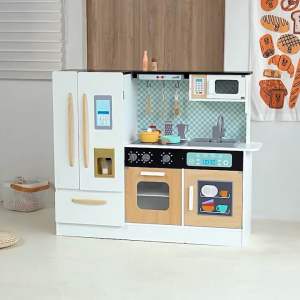 EducratePH Kids Wooden Pretend Play Kitchen Set with Refrigerator Oven & Sink | Large Play Kitchen