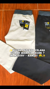 Celana Rib Cargo Panjang Pria Slim Fit Chinos Katun Melar Cowok Dewasa Pinggang Karet