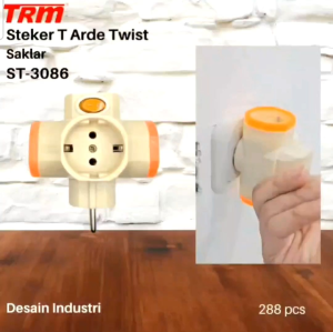 Steker T Arde Putar 3 lubang Switch Saklar On Off Lampu Indikator TRM / Colokan T arde Putar Tanpa Saklar