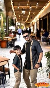 Baju Koko Couple Ayah Dan Anak Laki Laki Harga Terpisah Kemeja Kurta Lengan Pendek