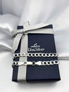 Unisilver 925 Sterling Silver Curb Chain Mens Bracelet (MBF41)
