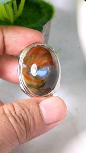 cincin batu akik Garut motif kembang natural realpic