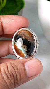 cincin batu akik Garut motif kembang natural realpic