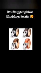 Ikat pinggang kulit pria model rel otomatis cowok laki hitam cokelat import ada box dus hitam GM-T12