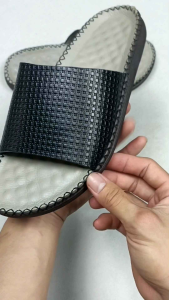 Dép nam quai ngang da bò bản trẻ thời trang Cậu Chủ BN039 đế doctor may viền xung quanh