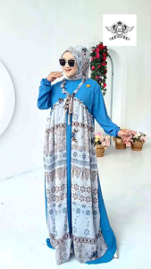 Gamis Sabrina Set Hijab Terbaru Crinkle Mix Ceruti Motif Terbaru Kekinian