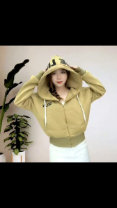 Áo khoác nỉ freesize (45kg đến 65kg) thêu chữ GELIN chống nắng mũ to tay xỏ ngón dáng croptop thêu zip đi nắng có túi ngoài và túi trong đầy đủ