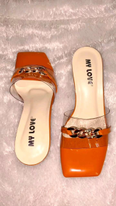 Heels Hak Kaca Size 36-42 Mika Transfaran Preasi Rantai Simple Elegant