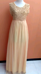 GAUN maxi long dress wanita kuning AQILA cewek L kutung MEWAH bisa untuk maternity hamil PESTA