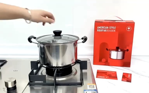 WPAN9400 Panci Sup Kecil Stainless Steel dengan Tutup Kaca Panci Mie Instan Panci Masak