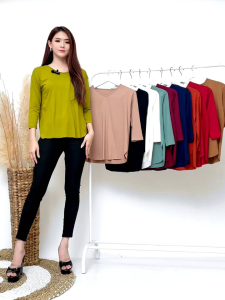Viral 2023 Kaos Oversize Lengan 7/8 | Kaos Wanita Jumbo | Kaos Oversize Slit - Baju Atasan Wanita Viral Murah