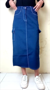 Rokk Jeanss Span Skirt - Rok Jeans Wanita Panjang Gaya Korea