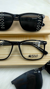 ึกรอบแว่นตา แว่นตาสำหรับตัดเลนส์ รหัส R9063 ทรงเต็มกรอบ สีดำเงา พร้อม คลิปกันแดด