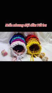 Mấn đội đầu nhung Tết ba mã gắn dây m101