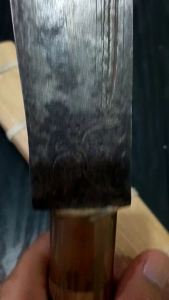 มีดควาญช้าง หลวงพ่อเดิม ลายกนกผีเสื้อ หายากสุดๆ ใบมีดเก่า ฝักกับด้ามทำใหม่