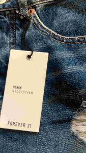 Forever 21 denim mini skirt distressed high waist with front slit
