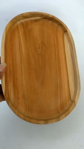 Piring Kayu Jati Bentuk Oval Ukuran 27x13cm