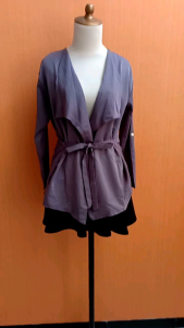 atasan cardigan blazer wanita abu tua M L cewek lengan panjang cute outer cute