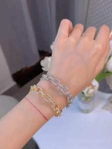 Vòng tay và nhẫn mắc xích oval full xoàn Kami trang sức sỉ